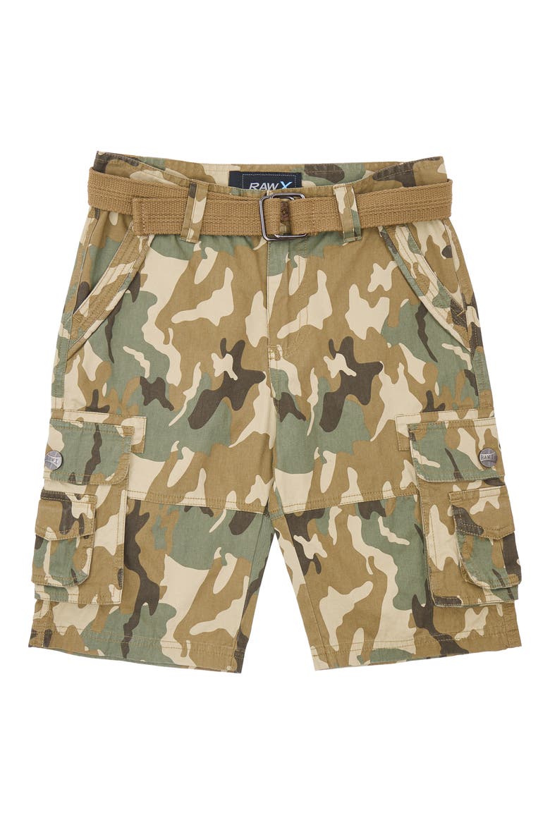 Kids' Belted Cotton Twill Cargo Shorts, Main, color, DESERT CAMO