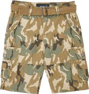 XRAY Kids' Belted Cotton Twill Cargo Shorts