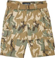 XRAY Kids' Belted Cotton Twill Cargo Shorts
