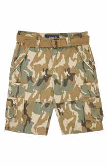 XRAY Kids' Belted Cotton Twill Cargo Shorts