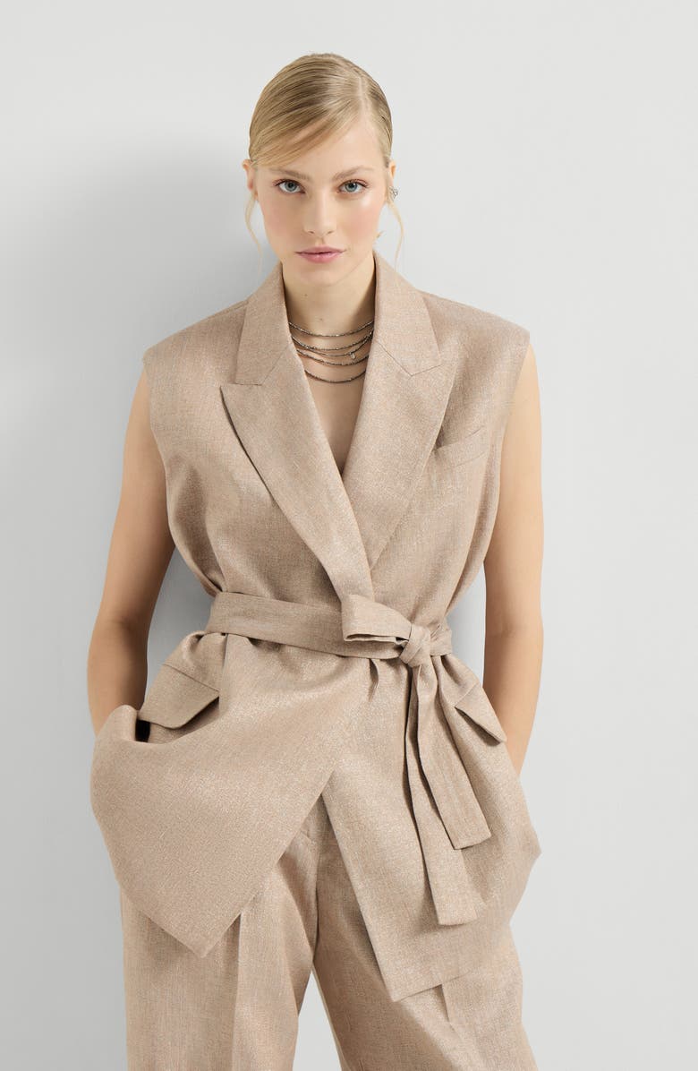 Brunello Cucinelli Twill vest with monili, Alternate, color, Antique Pink