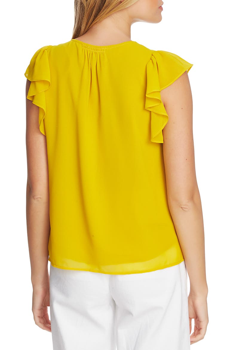 Flutter Sleeve Smocked Shoulder Blouse, Alternate, color, VINTAGE GOLD