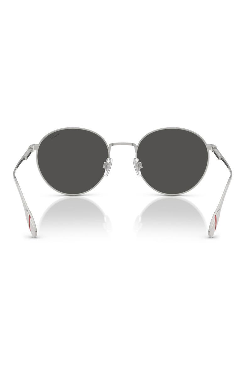 53mm Round Sunglasses, Alternate, color, BRUSHED SILVER / DARK GREY