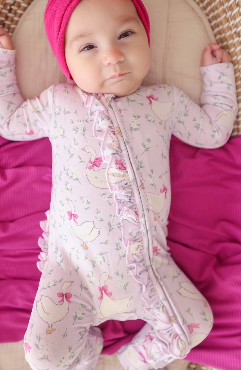 Posh Peanut Ruffle Zip Footie, Alternate, color, Light/ Pastel Pink