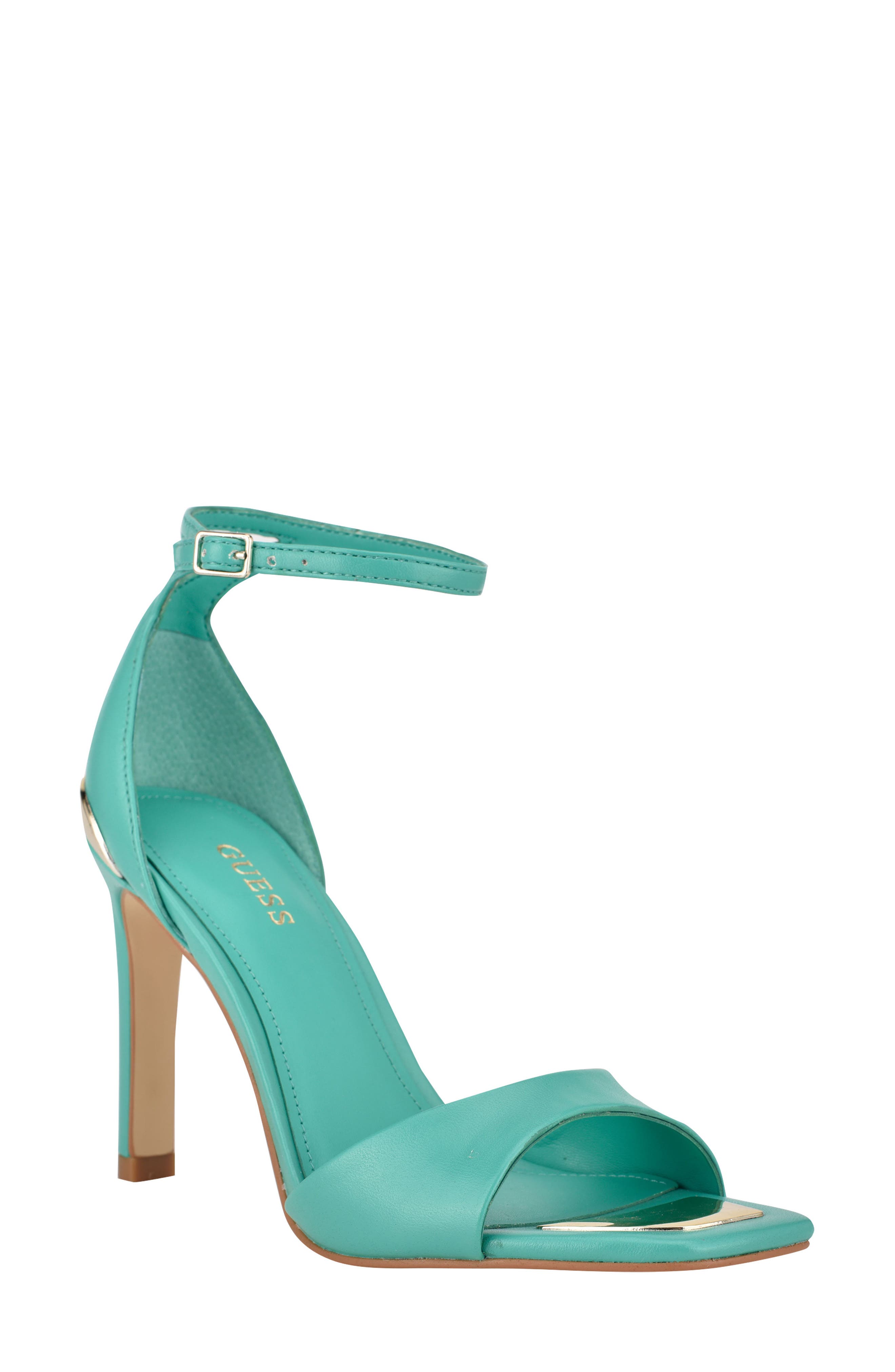 Divine Ankle Strap Sandal, Main, color, AQUA FAUX LEATHER