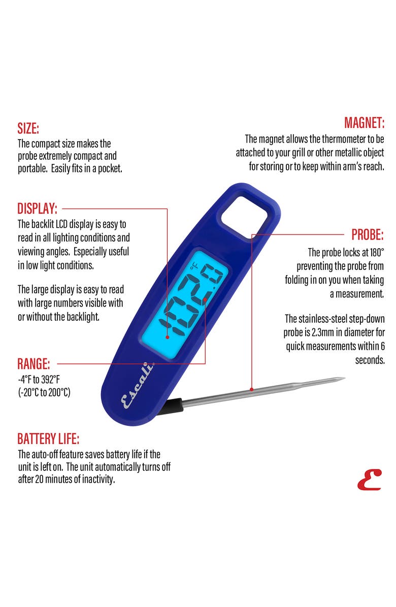 ESCALI Compact Folding Digital Thermometer, Alternate, color, Blue