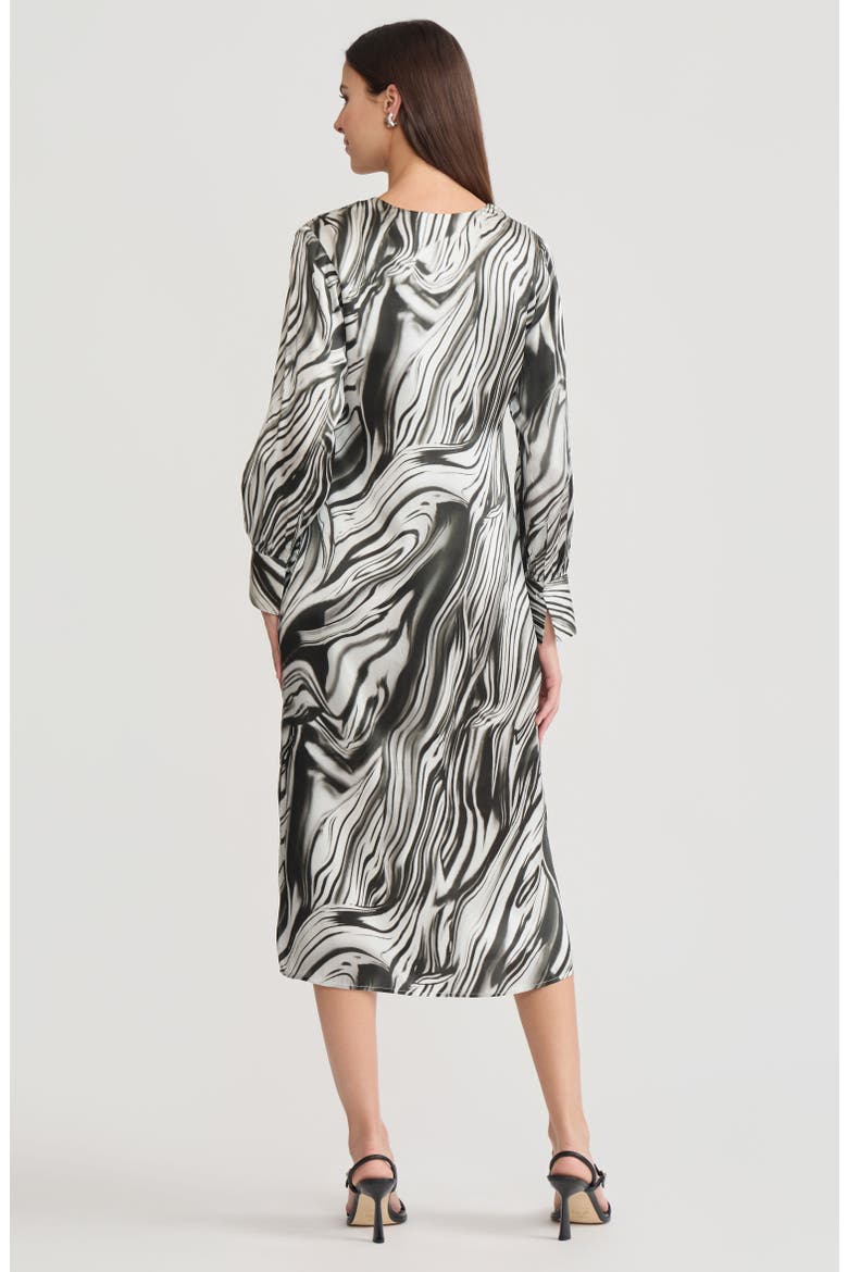 Marble Print Silk Maxi Dress, Alternate, color, Black/White