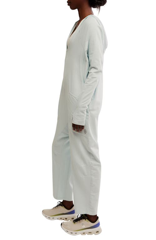 Free People Fp Movement Hot Shot Long Sleeve Stretch Cotton Jumpsuit In Arctic Snow
