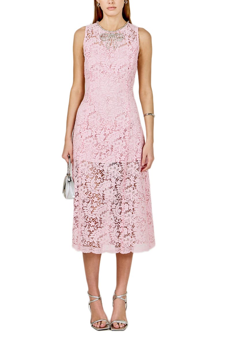 Rhinestone Lace Sleeveless Midi Dress, Main, color, LIGHT PINK