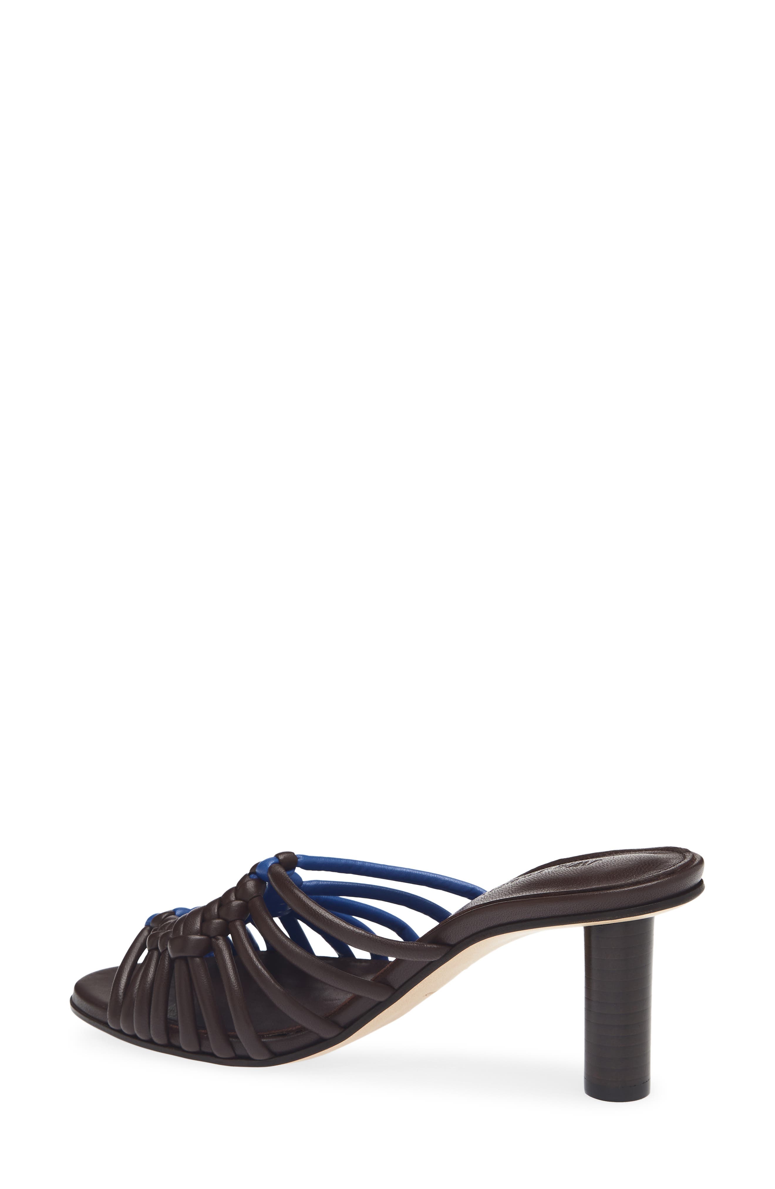 Plot Slide Sandal, Alternate, color, BLUE/ CHOCOLATE BROWN