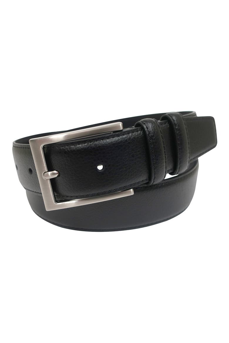 Stitched Pebble Leather Belt, Main, color, BLACK