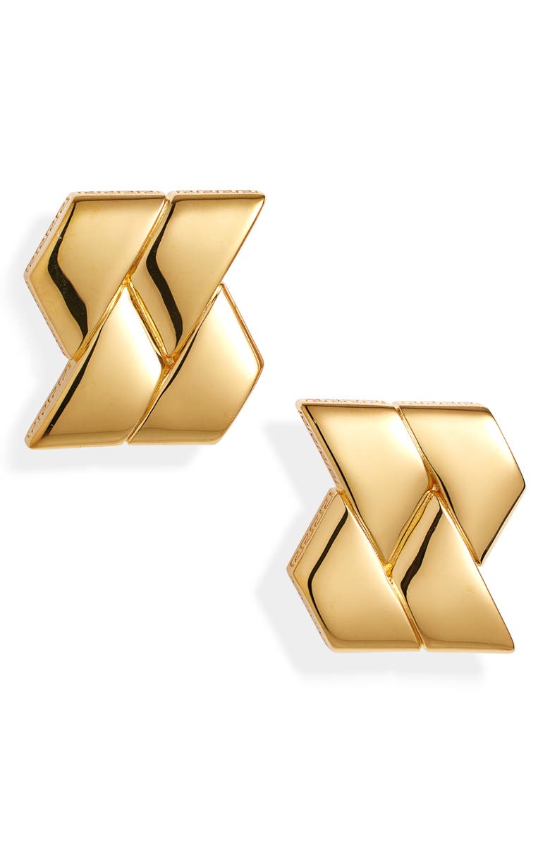 Versace Bind Earrings, Main, color, Versace Gold