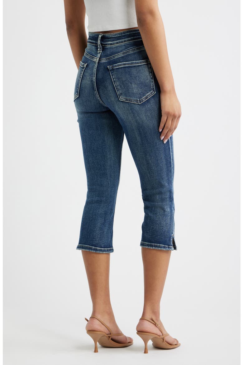 Side Slit High Waist Capri Jeans, Alternate, color, DARK BLUE