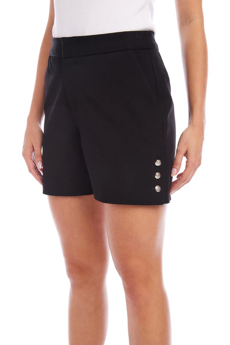 Button Detail Twill Shorts, Alternate, color, BLACK