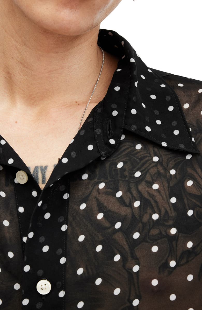 AllSaints Sangha Polka Dot Sheer Button-Up Shirt, Alternate, color, 