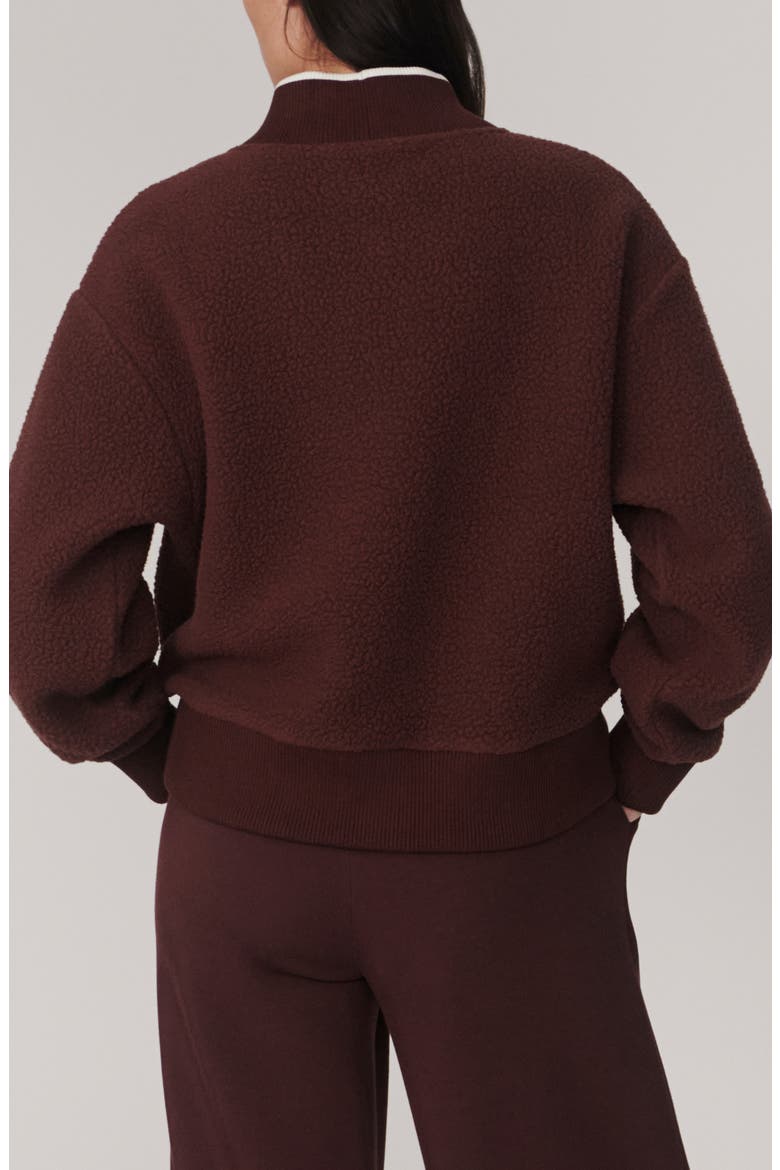 Brenna Button Neck Fleece Sweatshirt, Alternate, color, MAHOGANY