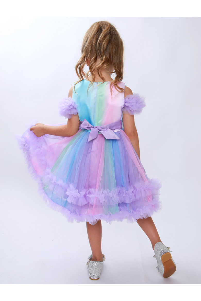 Princess Twirl Rainbow Tulle Ruffle Dress, Alternate, color, Purple