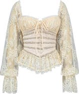 HOUSE OF CB Cara Balloon Sleeve Crop Lace Top