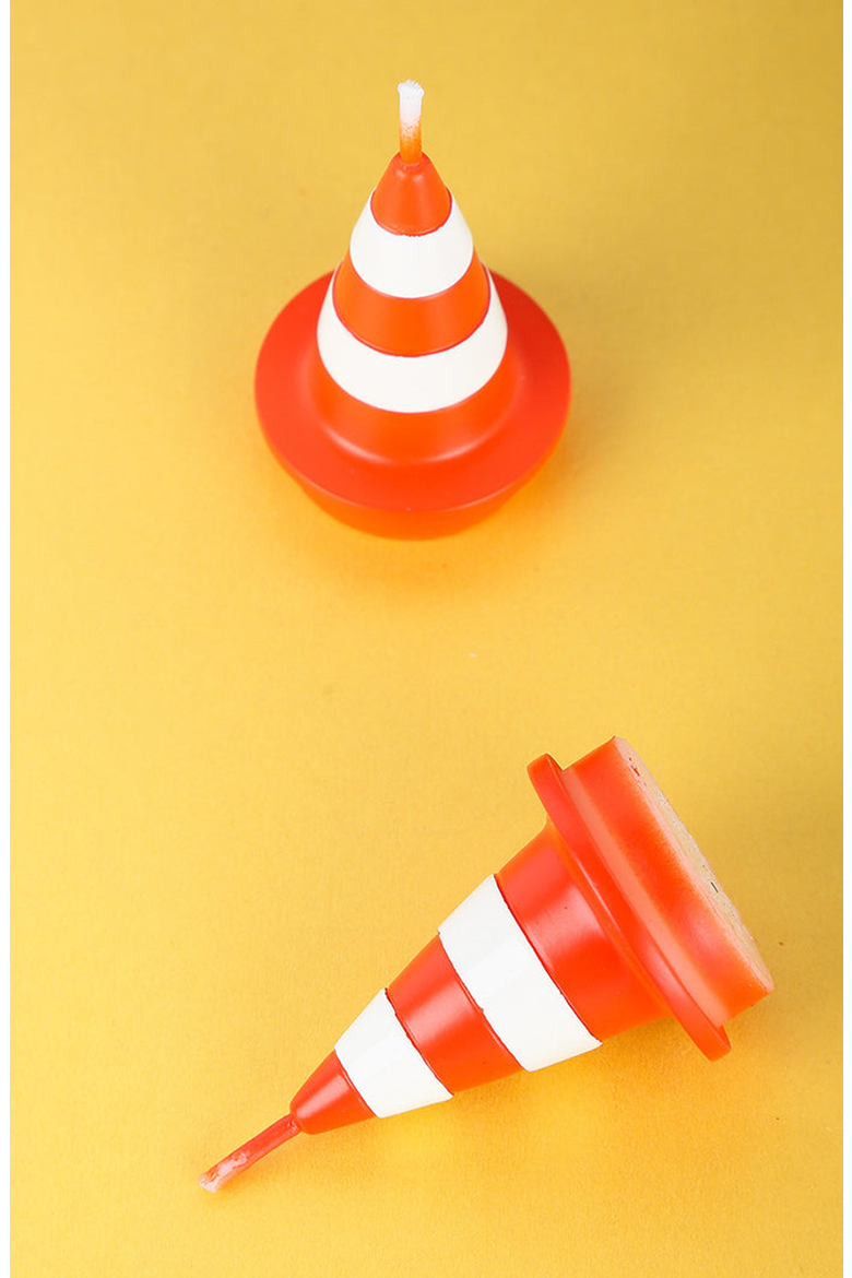 Traffic Cone Candles, Alternate, color, Orange / White Striped