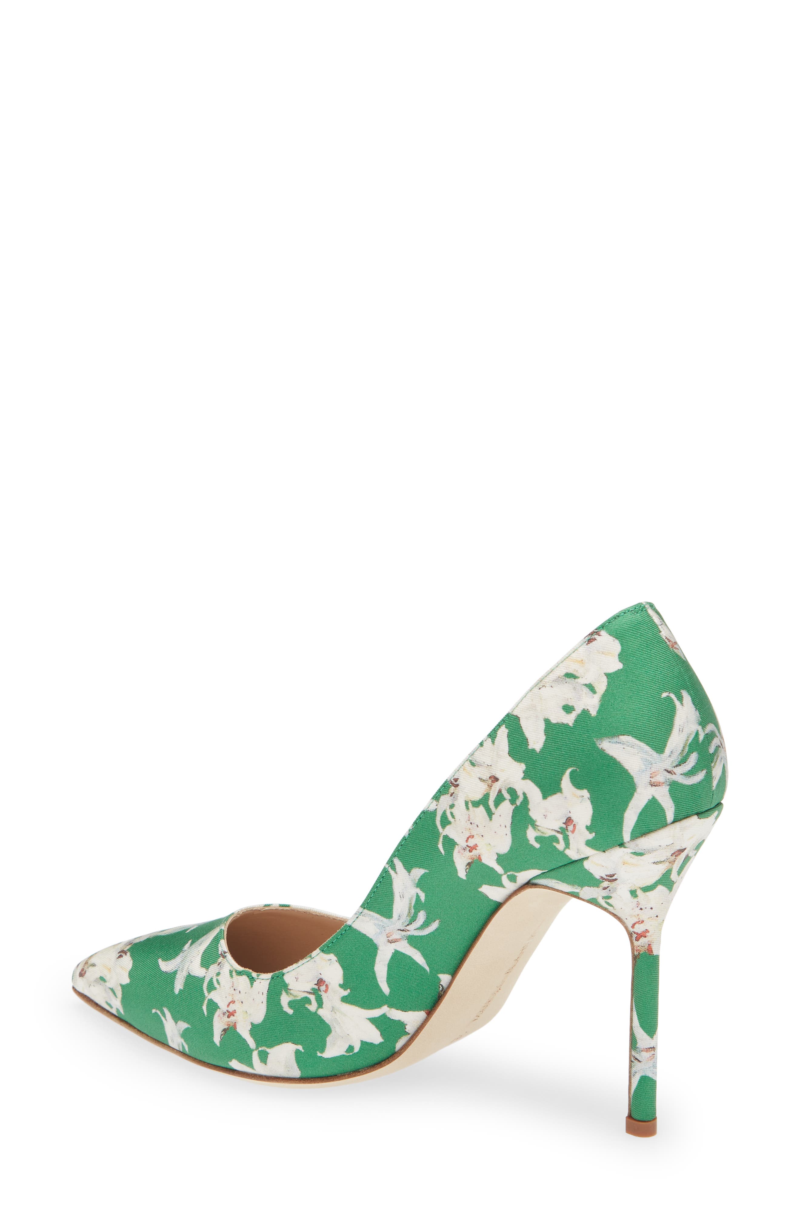 Manolo Blahnik BB Floral Print Pointed Toe Pump, Alternate, color, 