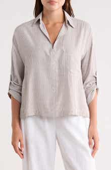 MAX STUDIO Stripe Collared Top