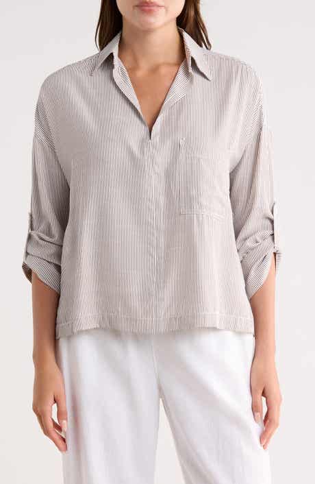MAX STUDIO Stripe Collared Top