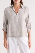 MAX STUDIO Stripe Collared Top