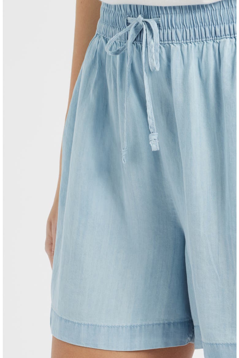 Toney Tie Waist Chambray Shorts, Alternate, color, BLEACH WASH