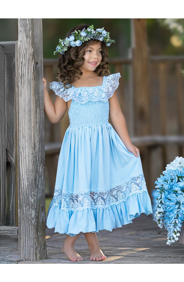 Mia Belle Girls Girls Baby Blue Spring Chic Lace Maxi Dress, Alternate, color, Blue