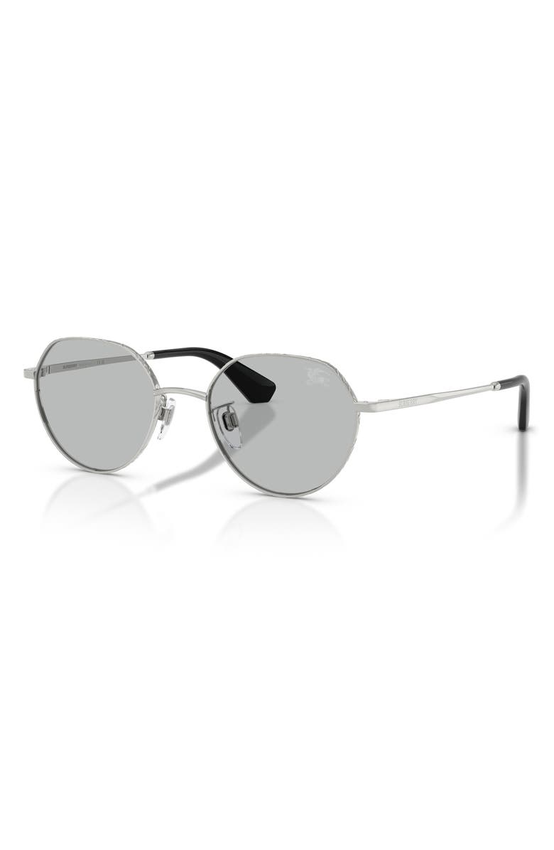 Burberry 51mm Round Sunglasses, Alternate, color, Silver / Light Grey