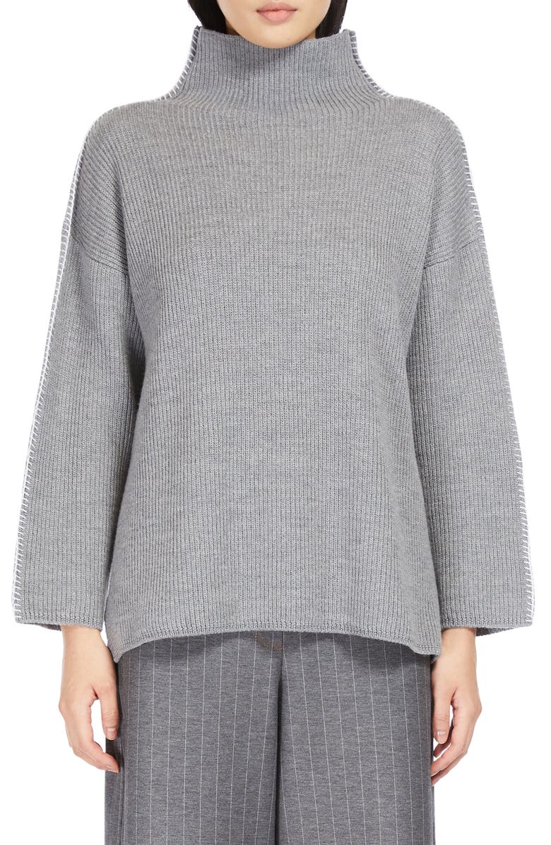Max Mara Leisure Fanfara Funnel Neck Wool Sweater, Main, color, 