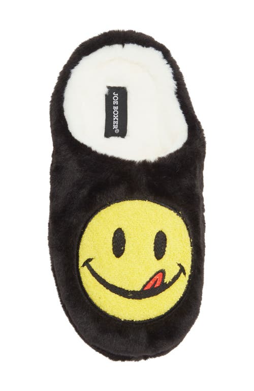 Joe Boxer Plush Mr Lucky Faux Fur Slipper In Black