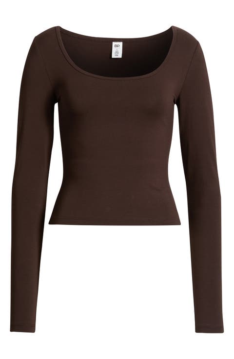 Deep Scoop Neck Long Sleeve Tee