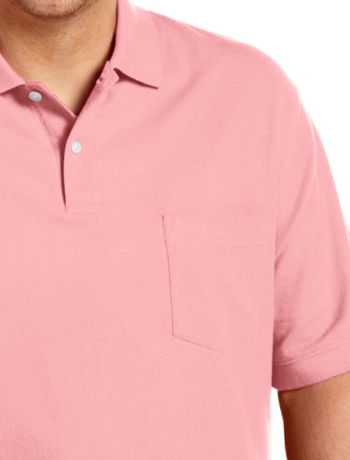 Harbor Bay By Dxl Big & Tall Pocket Piqué Polo Shirt In Rose Elegance