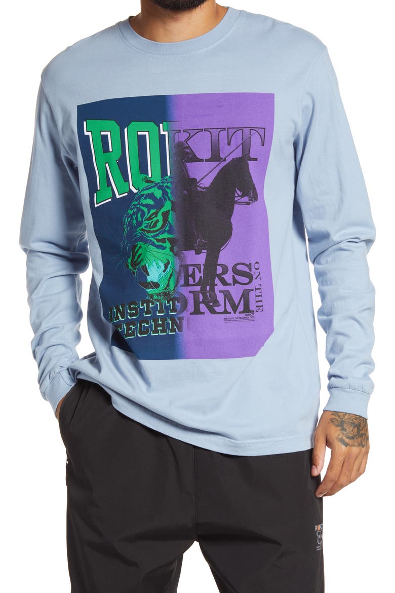Men's Opposition Long Sleeve Graphic Tee, Main, color, BLUE
