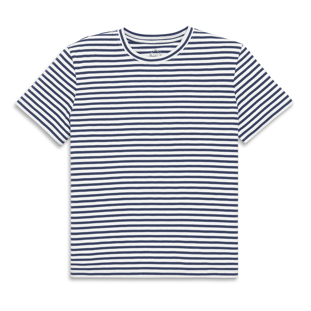 Shop Primary Adult Easy Crewneck Stripe Tee In Sunwashed Navy White Stripes