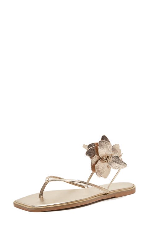 Mismatched Magnolia Appliqué Ankle Strap Sandal (Women)