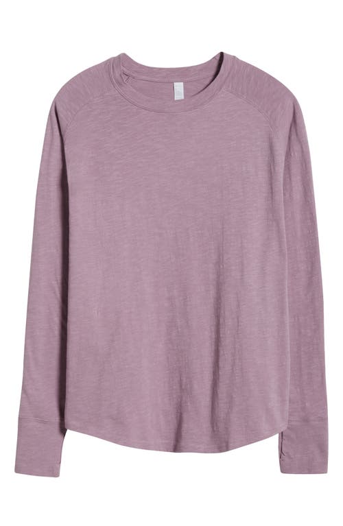Zella Relaxed Washed 2.0 Long Sleeve Slub Tee In Purple Morn