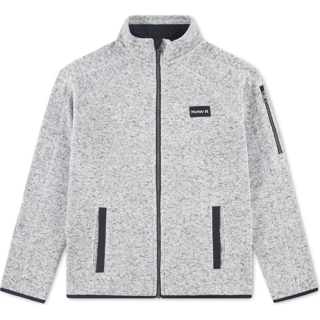 Hurley Kids' Heathered Full Zip Fleece Jacket In Gray