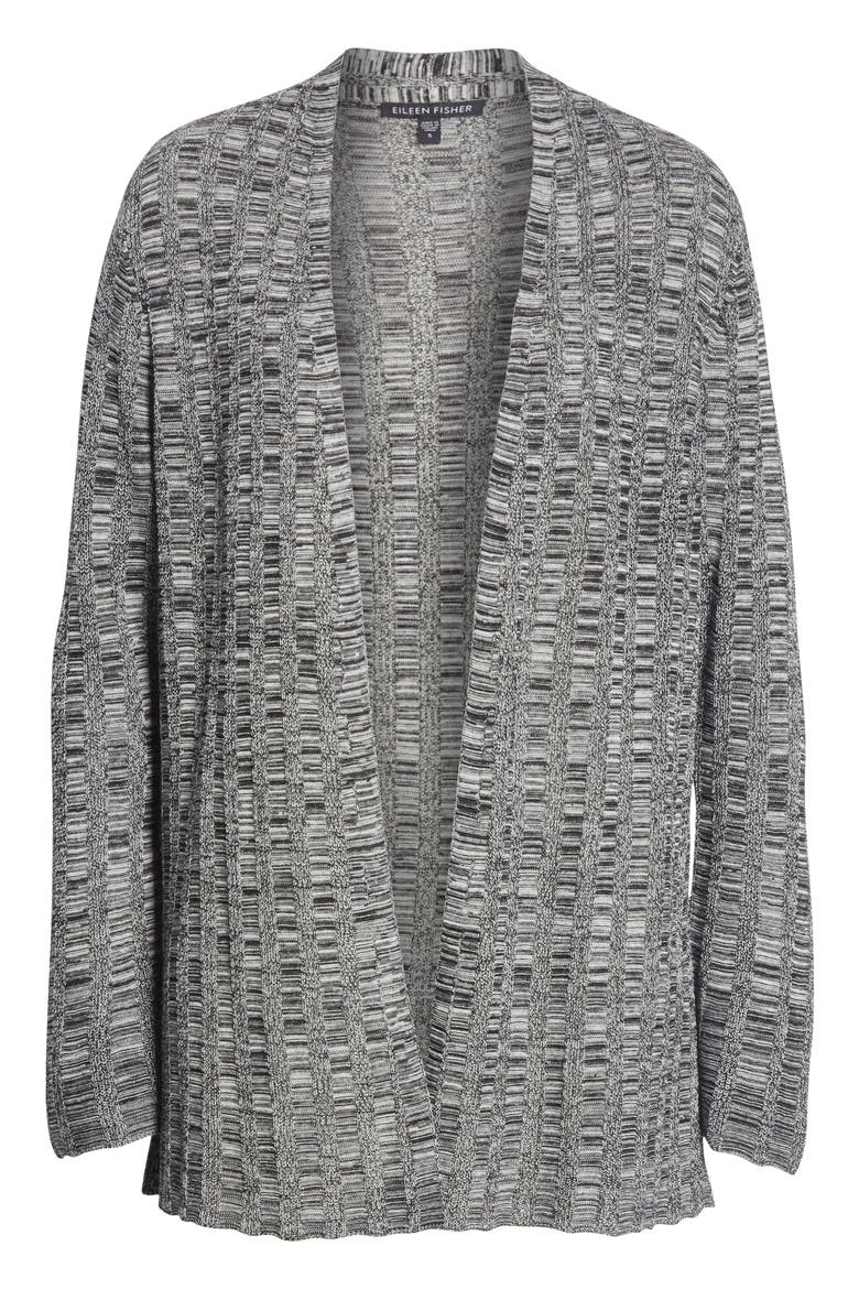 Bell Sleeve Silk Blend Cardigan, Alternate, color, BLACK