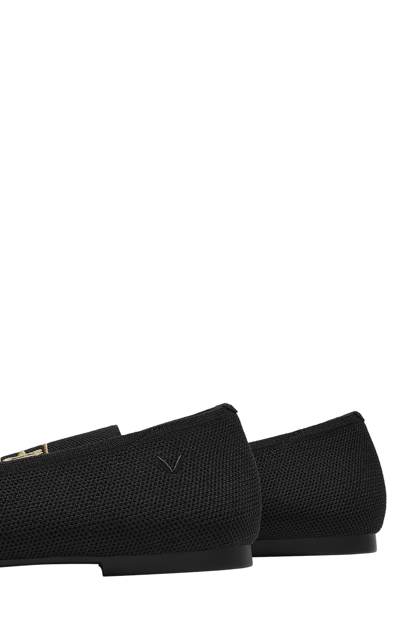 VIVAIA Round-Toe Embroidered Loafers, Alternate, color, Black - Horsebit