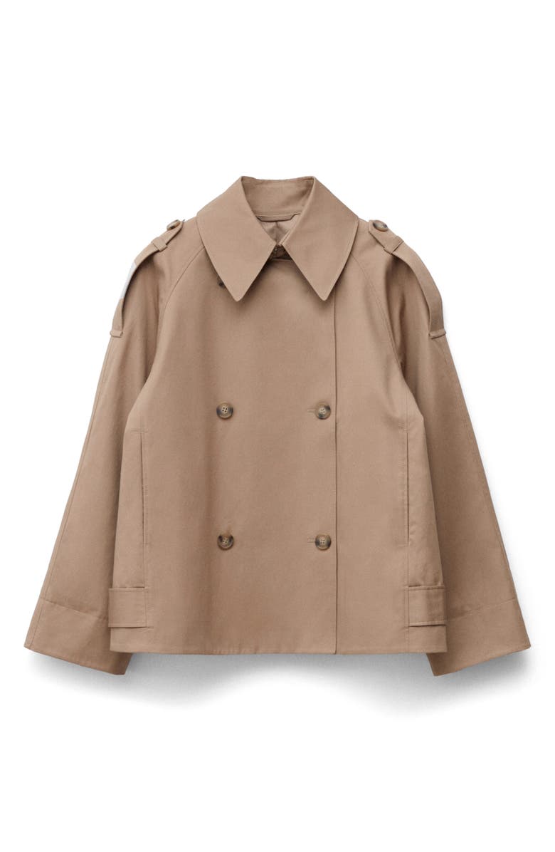 & Other Stories Double Breasted Cotton Crop Trench Jacket, Alternate, color, Beige Medium Dusty