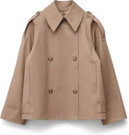 & Other Stories Double Breasted Cotton Crop Trench Jacket