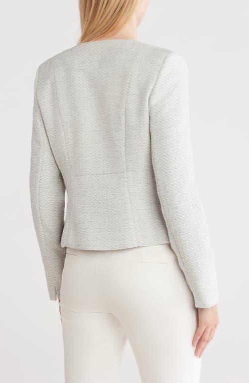 Calvin Klein Bouclé Crop Blazer In Heather Grey Multi
