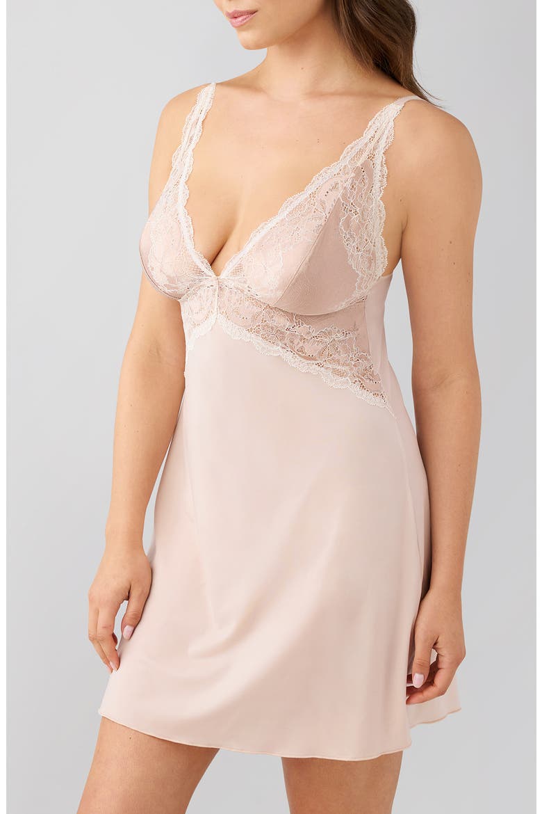 Modern Affair Lace Trim Chemise, Alternate, color, ROSE DUST/ ANGEL WING