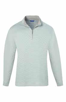 David Donahue Stripe Quarter Zip Pullover Sweater