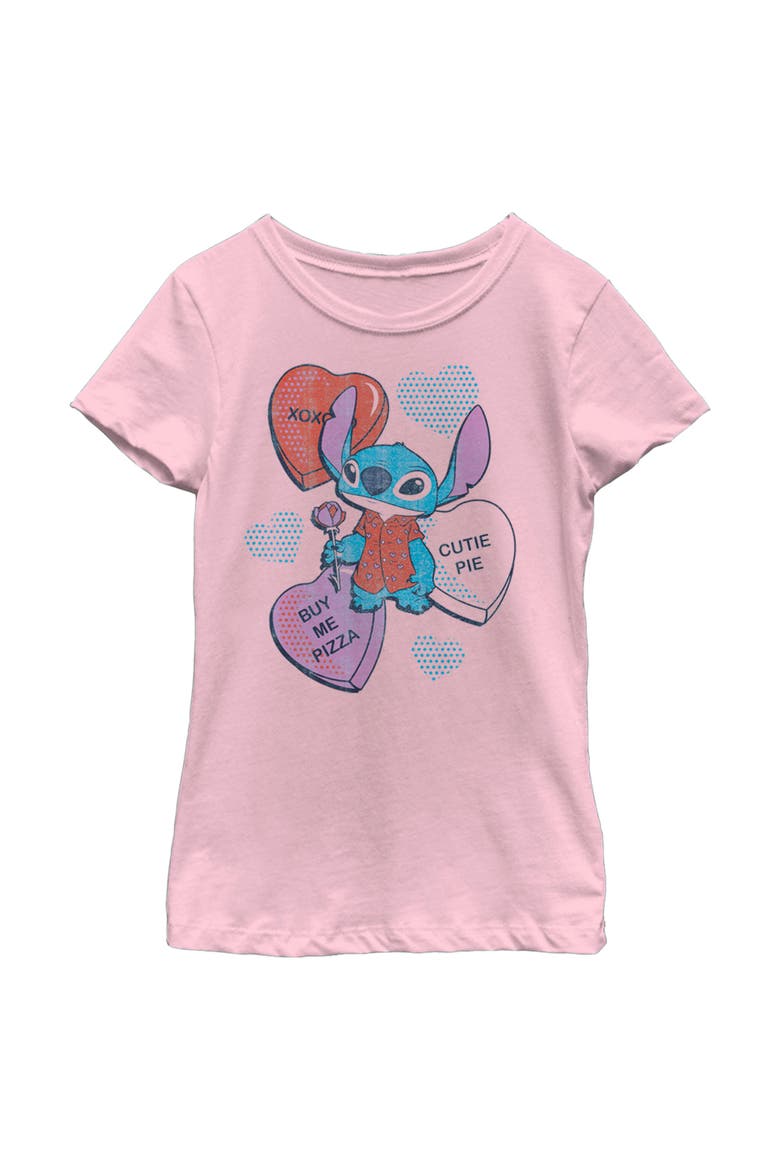 Girls' Valentine's Day Candy Hearts Graphic Tee, Main, color, Light Pink