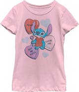 Lilo & Stitch Girl's Lilo & Stitch Valentine's Day Candy Hearts Graphic T-Shirt