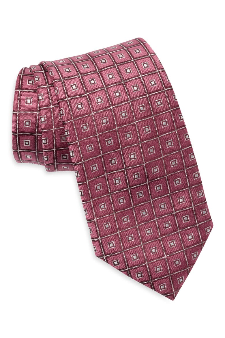 Arles Neat Jacquard Tie, Main, color, BURGUNDY