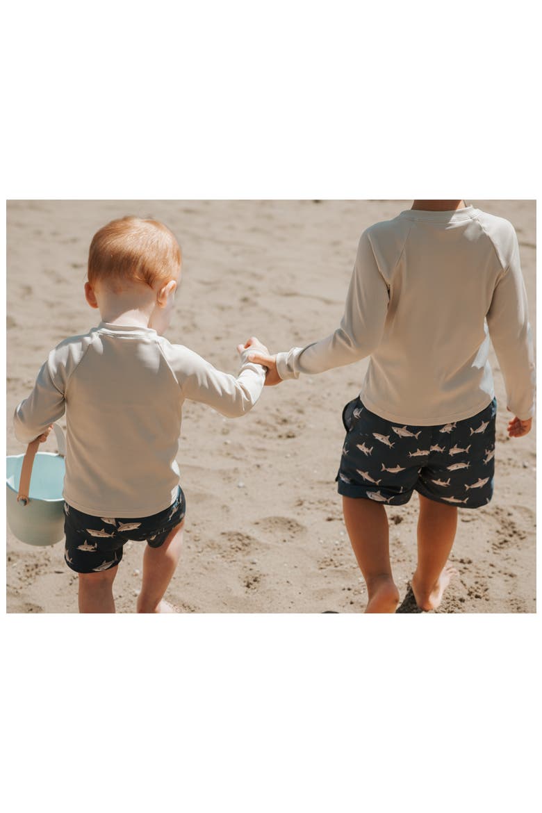 Long Sleeve Rashguard & Shorts Set, Alternate, color, LIGHT GREY